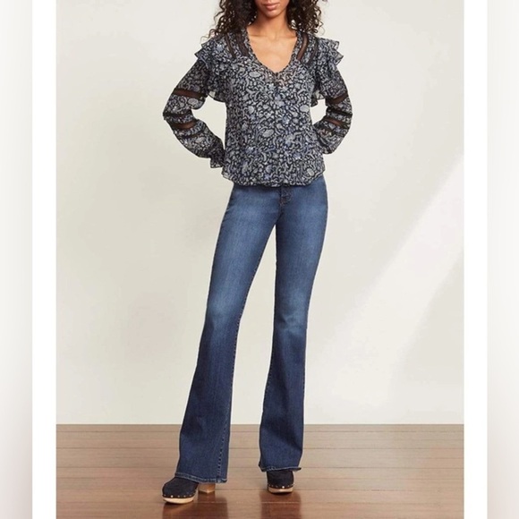 Veronica Beard Penny Floral-Print Black Multi Silk-Chiffon Habotai Blouse EUC 0 - Picture 2 of 12